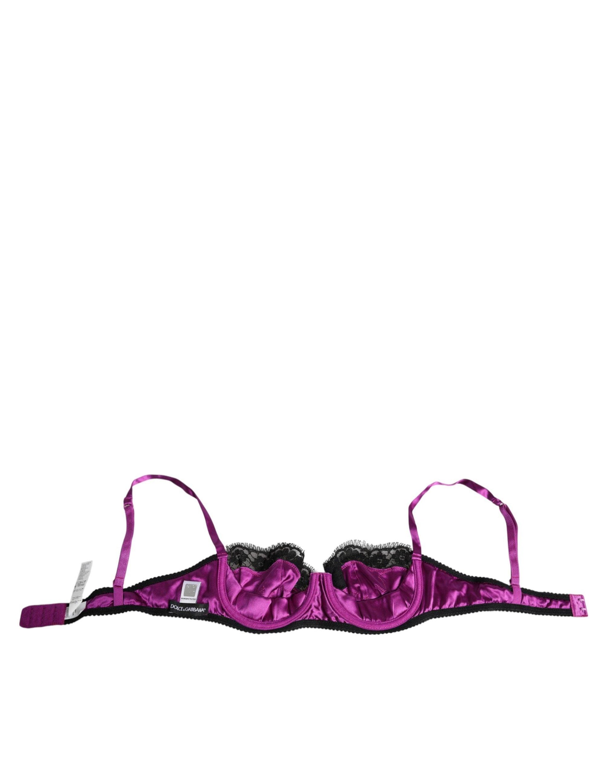 Dolce & Gabbana Purple Silk Underwired Balconette Bra Underwear - Arichezz.store