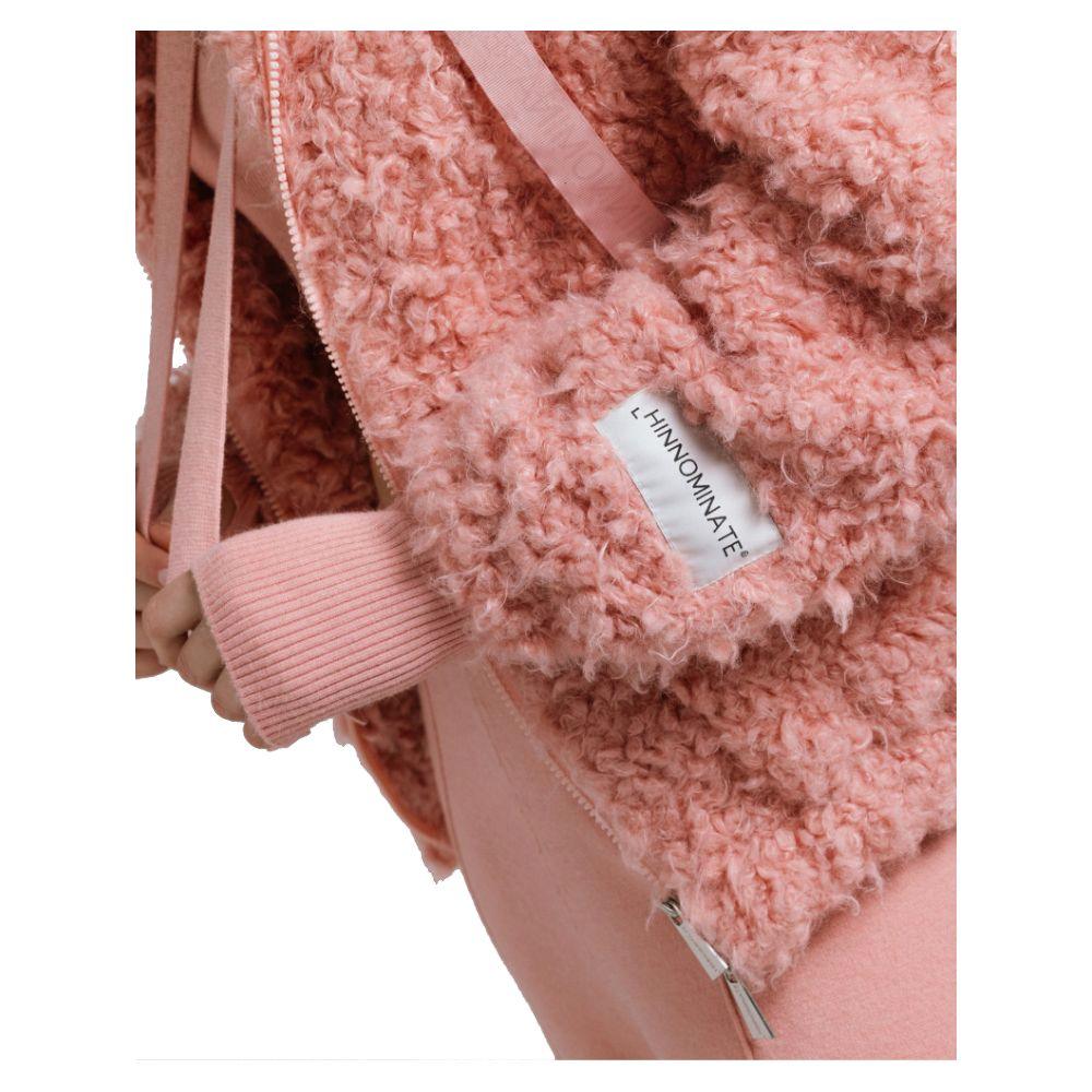 Hinnominate Pink Eco Fur Bomber Jacket with Hood - Arichezz.store