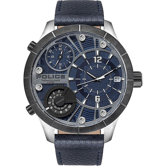 Police Blue Leather Watch - Arichezz.store