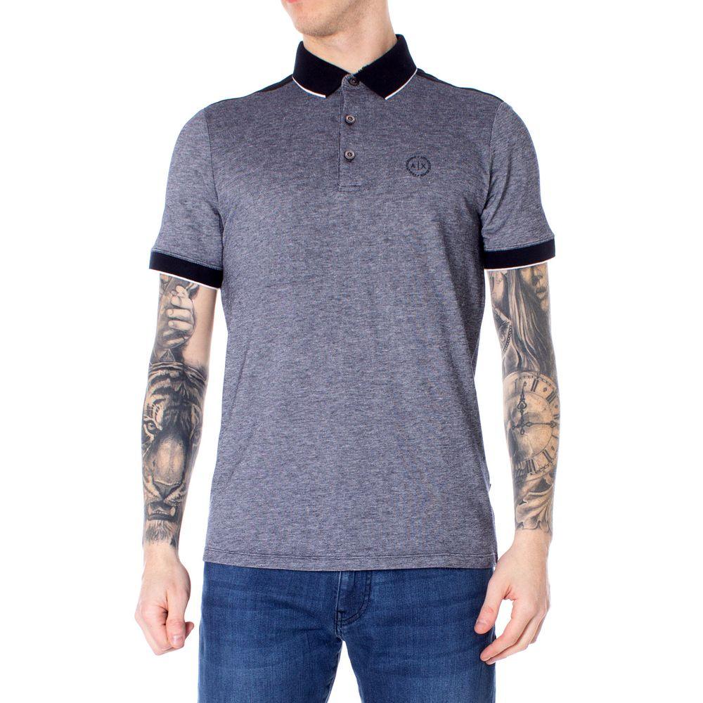 Armani Exchange Blue Cotton Polo Shirt - Arichezz.store