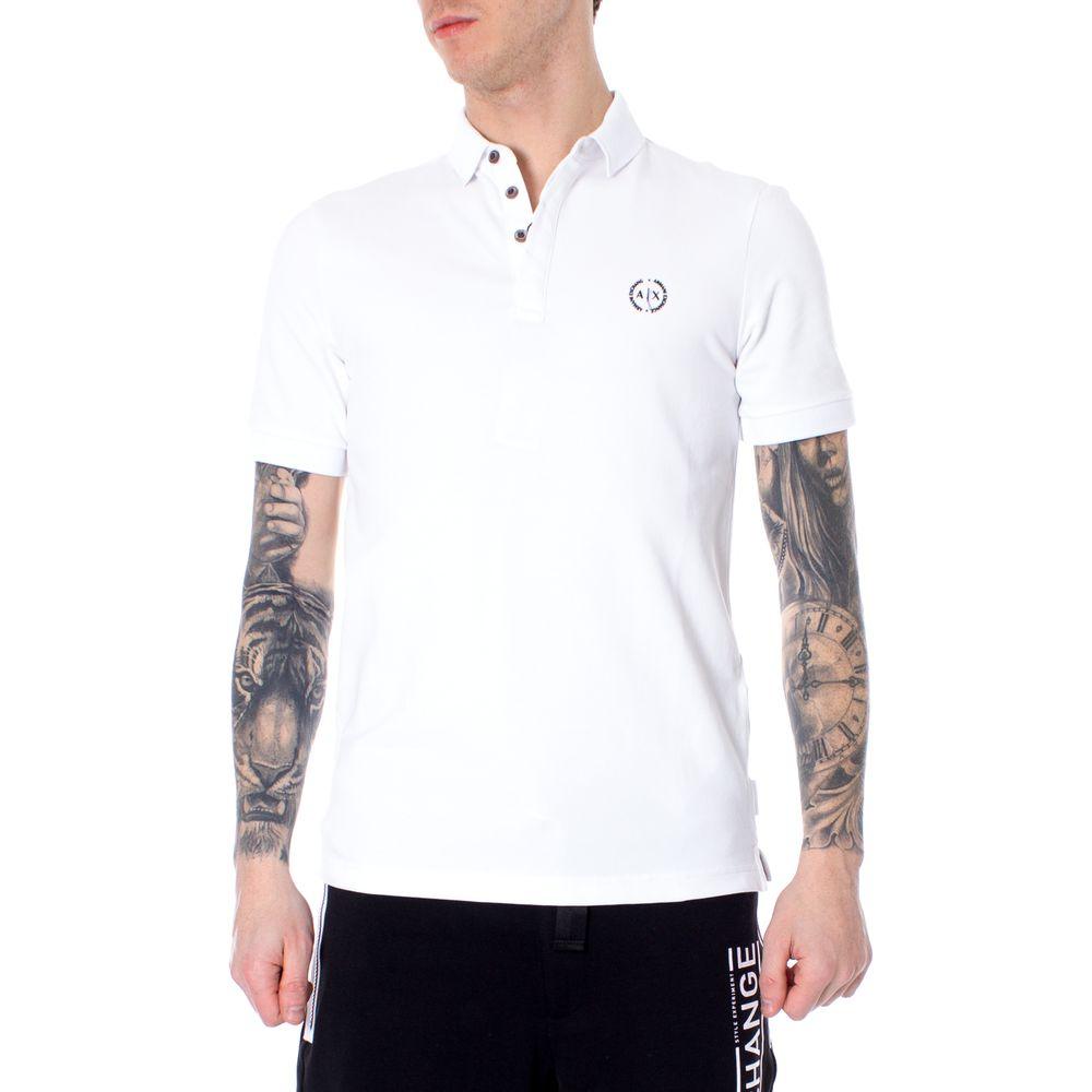 Armani Exchange White Cotton Polo Shirt - Arichezz.store