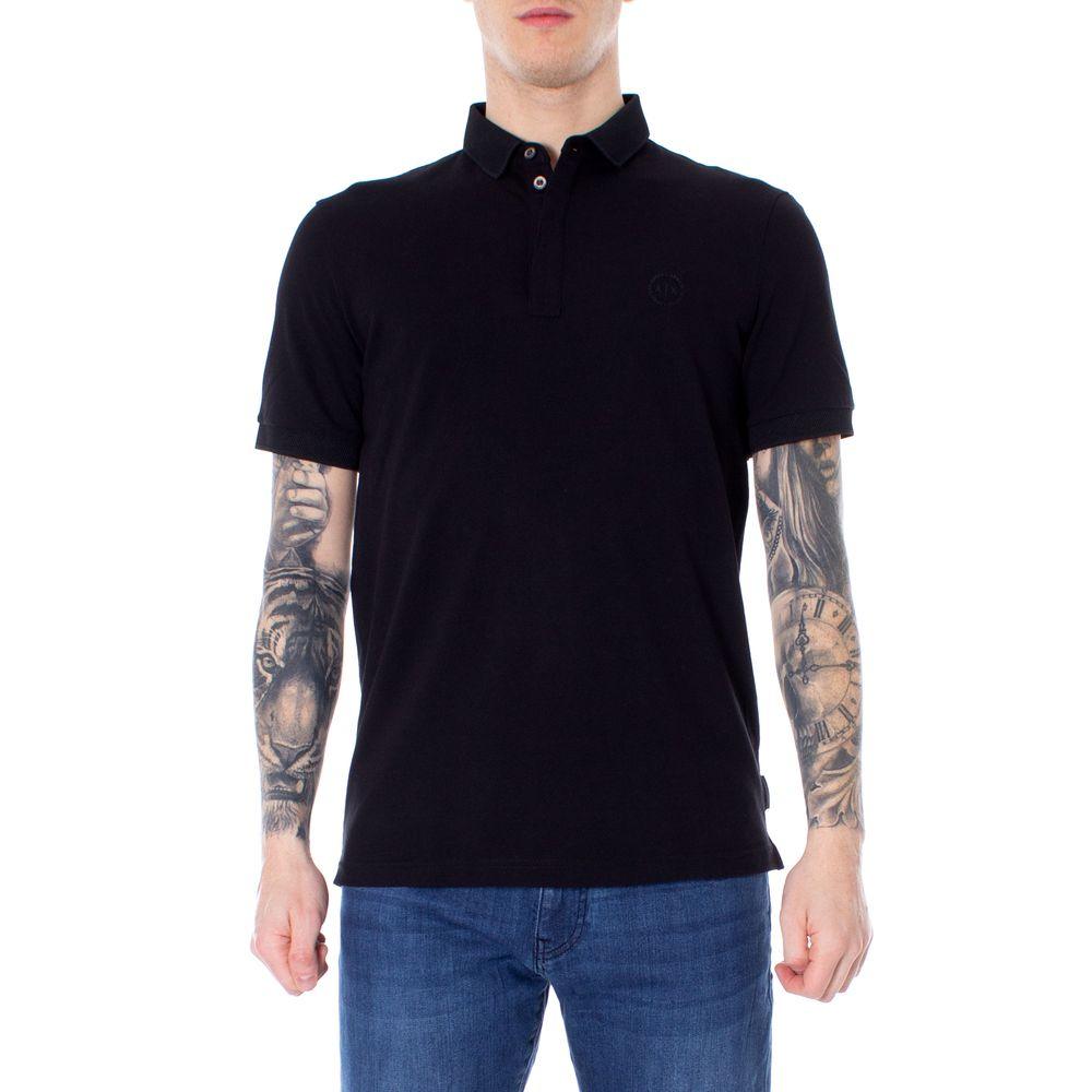 Armani Exchange Black Cotton Polo Shirt - Arichezz.store