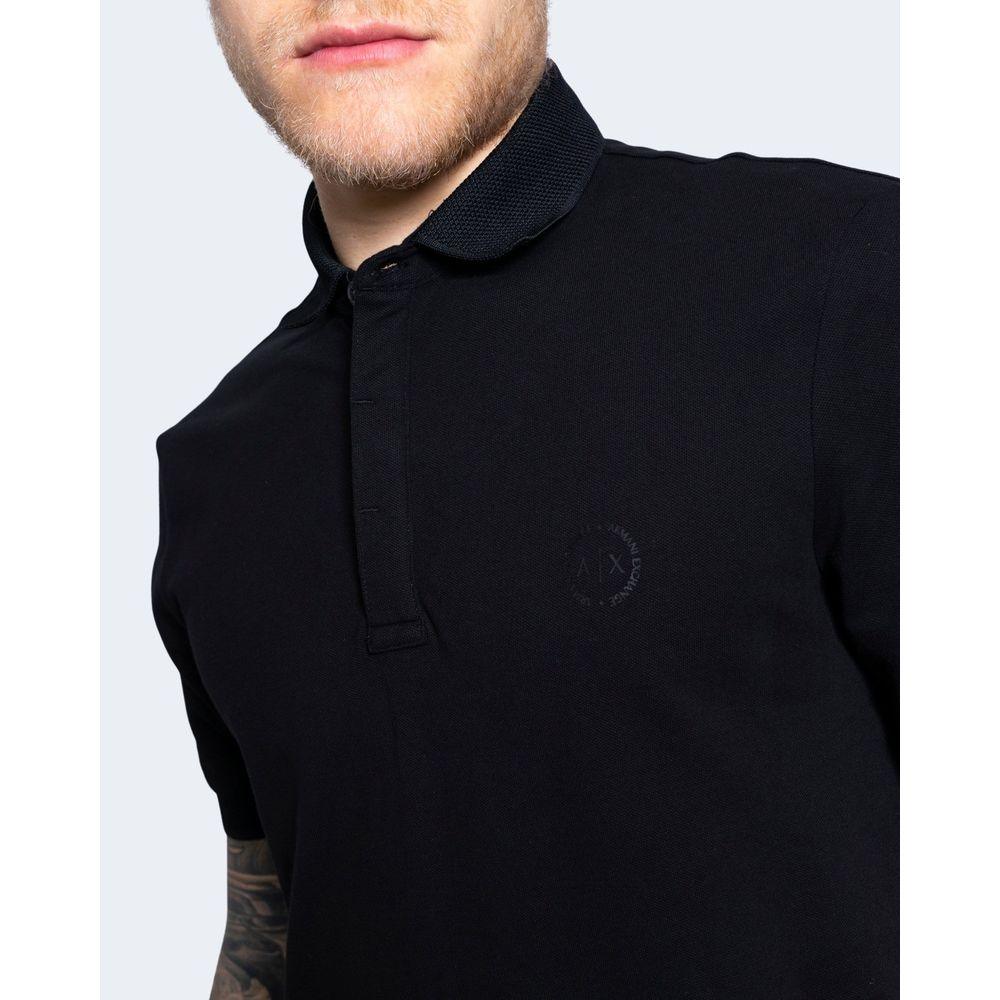 Armani Exchange Black Cotton Polo Shirt - Arichezz.store