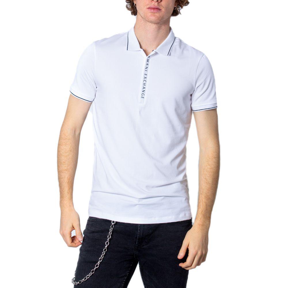 Armani Exchange White Cotton Polo Shirt - Arichezz.store