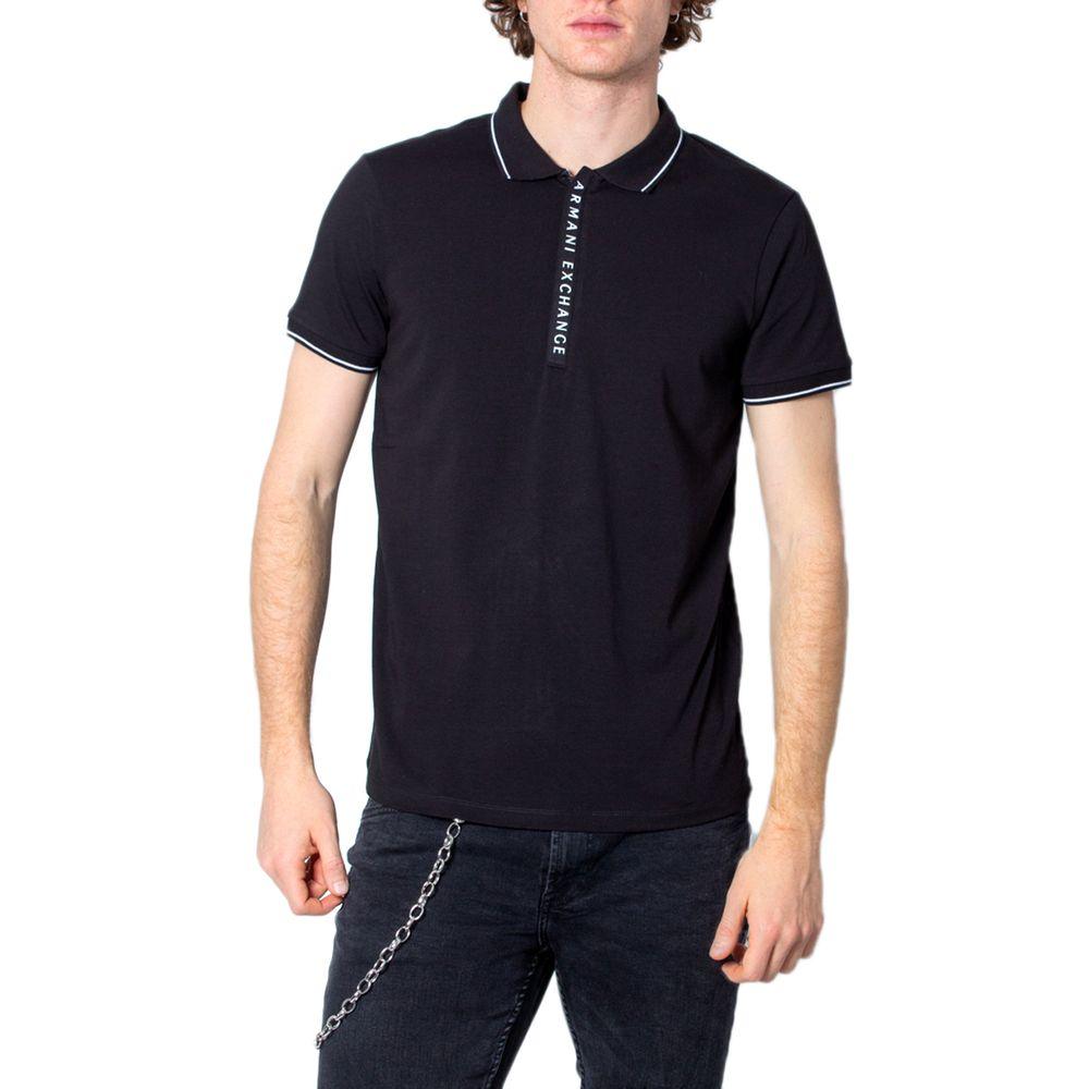 Armani Exchange Black Cotton Polo Shirt - Arichezz.store