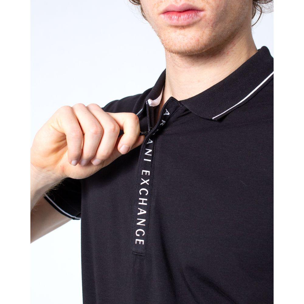 Armani Exchange Black Cotton Polo Shirt - Arichezz.store