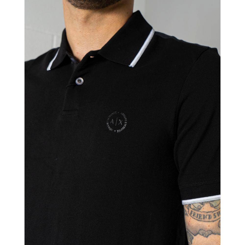 Armani Exchange Black Cotton Polo Shirt - Arichezz.store