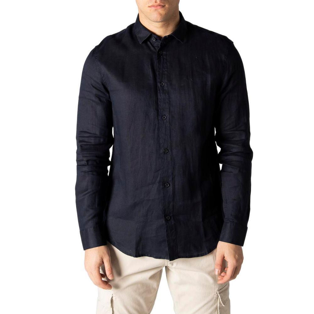 Armani Exchange Blue Linen Shirt - Arichezz.store