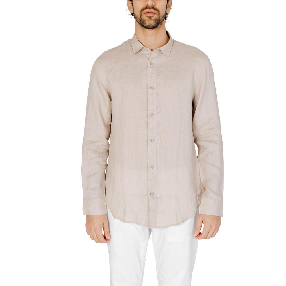 Armani Exchange Beige Linen Shirt - Arichezz.store