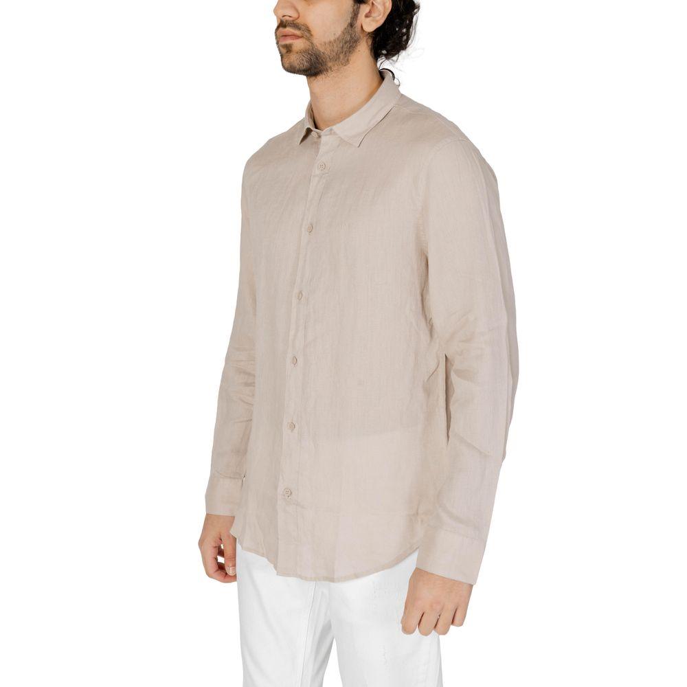 Armani Exchange Beige Linen Shirt - Arichezz.store