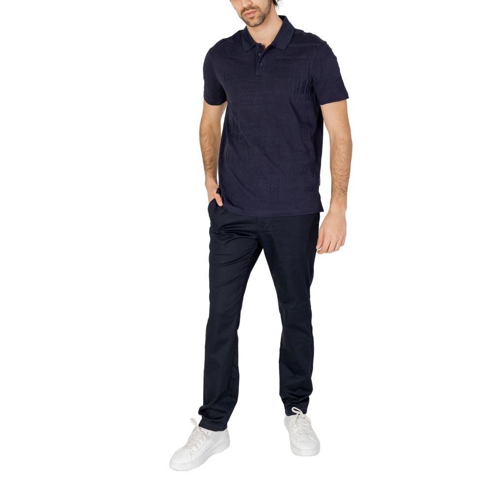 Armani Exchange Blue Cotton Polo Shirt - Arichezz.store