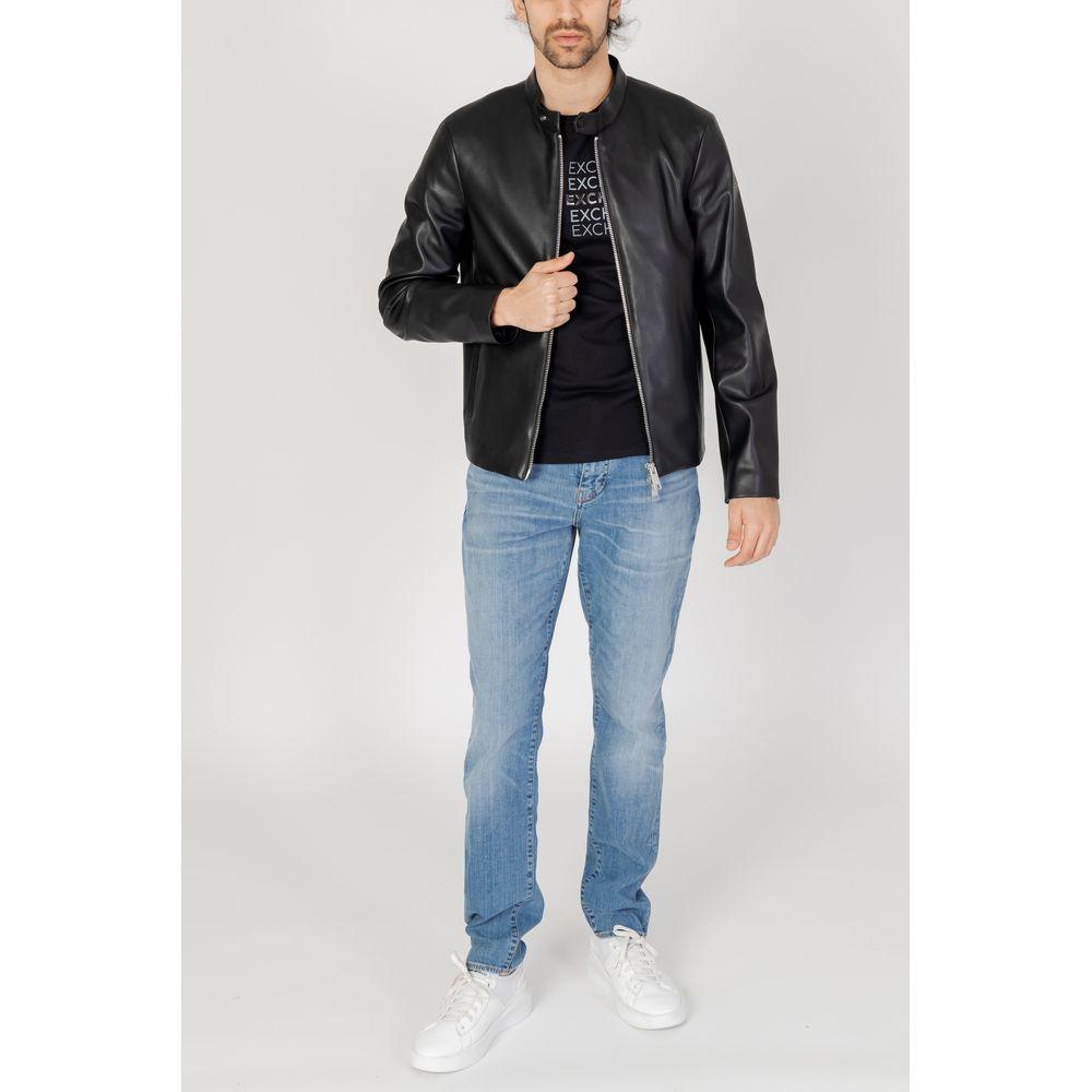 Armani Exchange Black Polyester Jacket - Arichezz.store