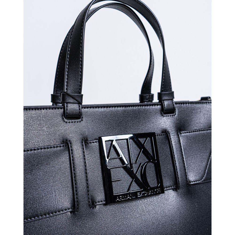 Armani Exchange Black Synthetic Leather Handbag - Arichezz.store