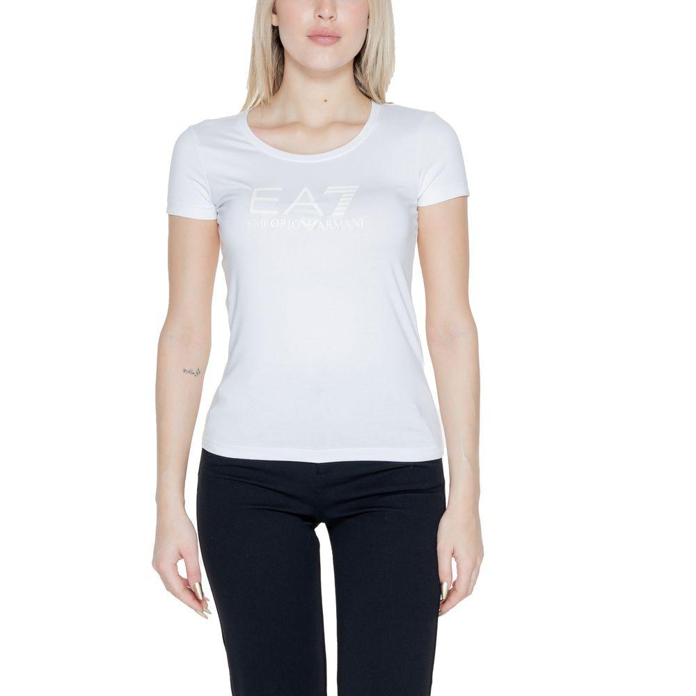 EA7 Emporio Armani Cream Cotton Tops & T-Shirt - Arichezz.store