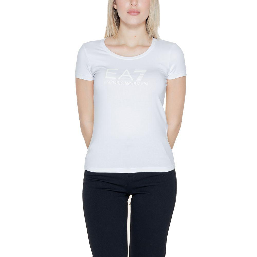 EA7 Emporio Armani Cream Cotton Tops & T-Shirt - Arichezz.store