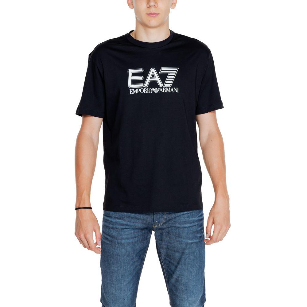 EA7 Emporio Armani Black Cotton T-Shirt - Arichezz.store