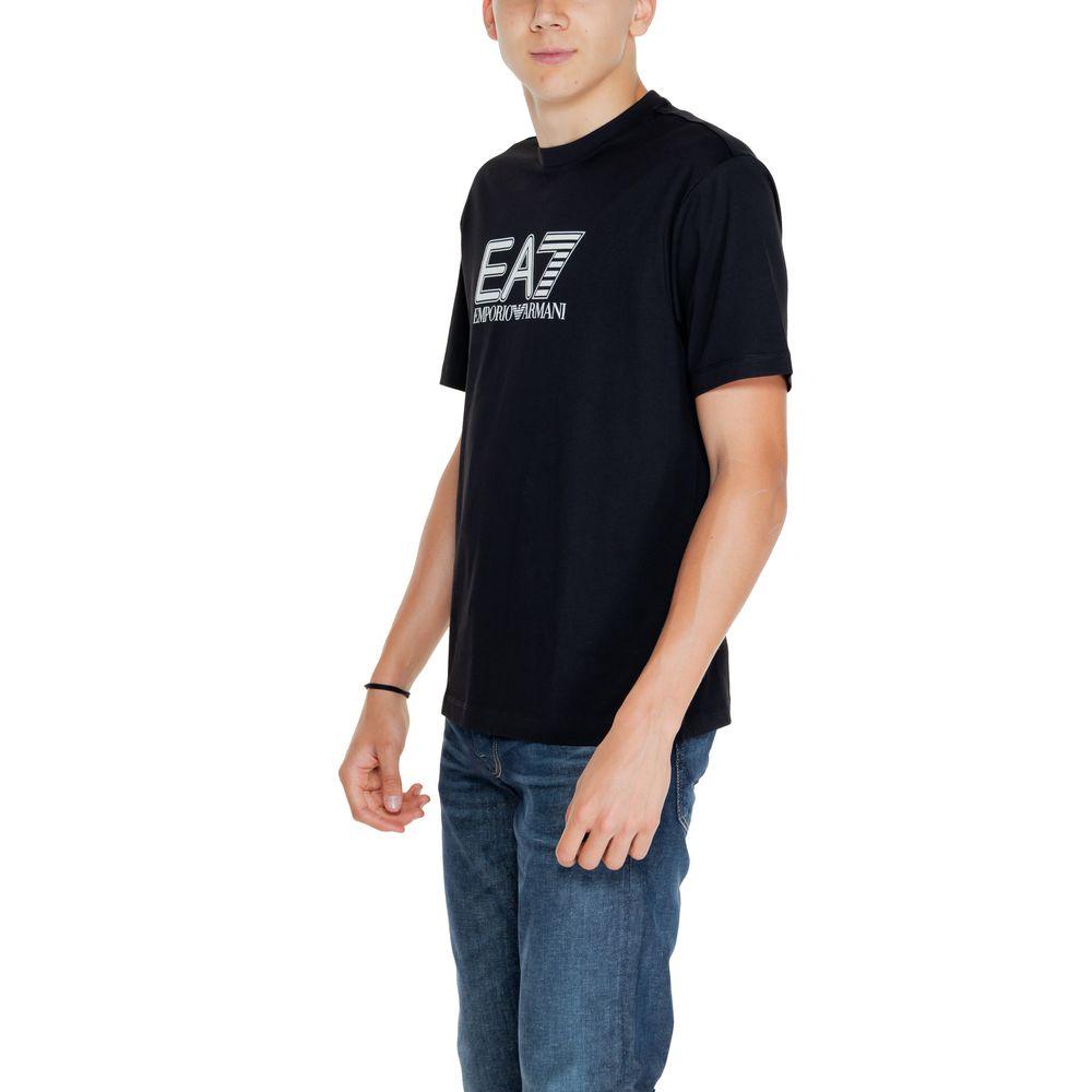 EA7 Emporio Armani Black Cotton T-Shirt - Arichezz.store