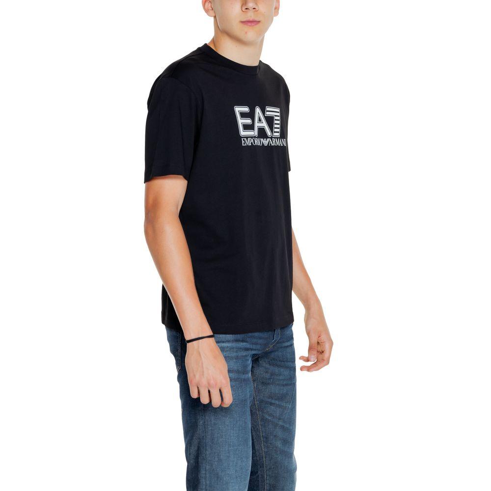 EA7 Emporio Armani Black Cotton T-Shirt - Arichezz.store