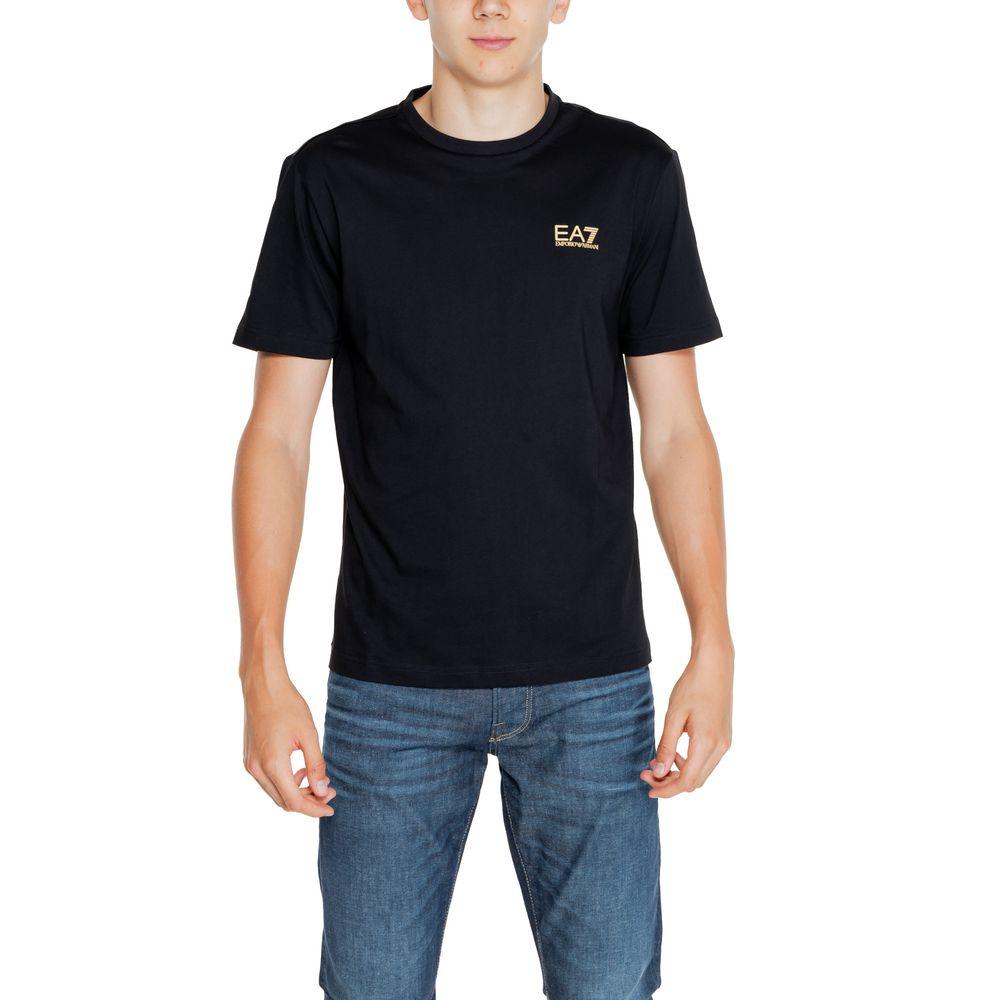 EA7 Emporio Armani Black Cotton T-Shirt - Arichezz.store