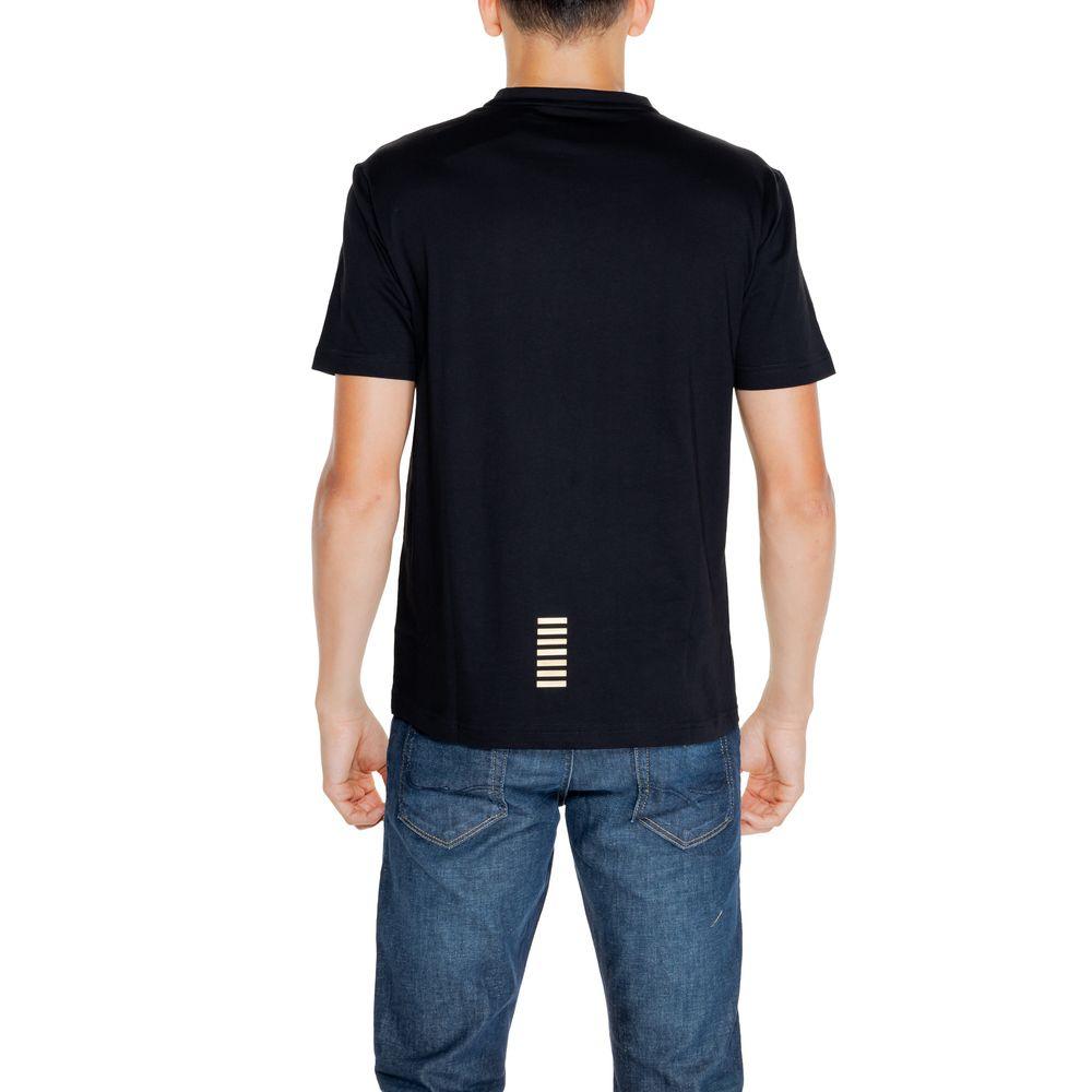 EA7 Emporio Armani Black Cotton T-Shirt - Arichezz.store