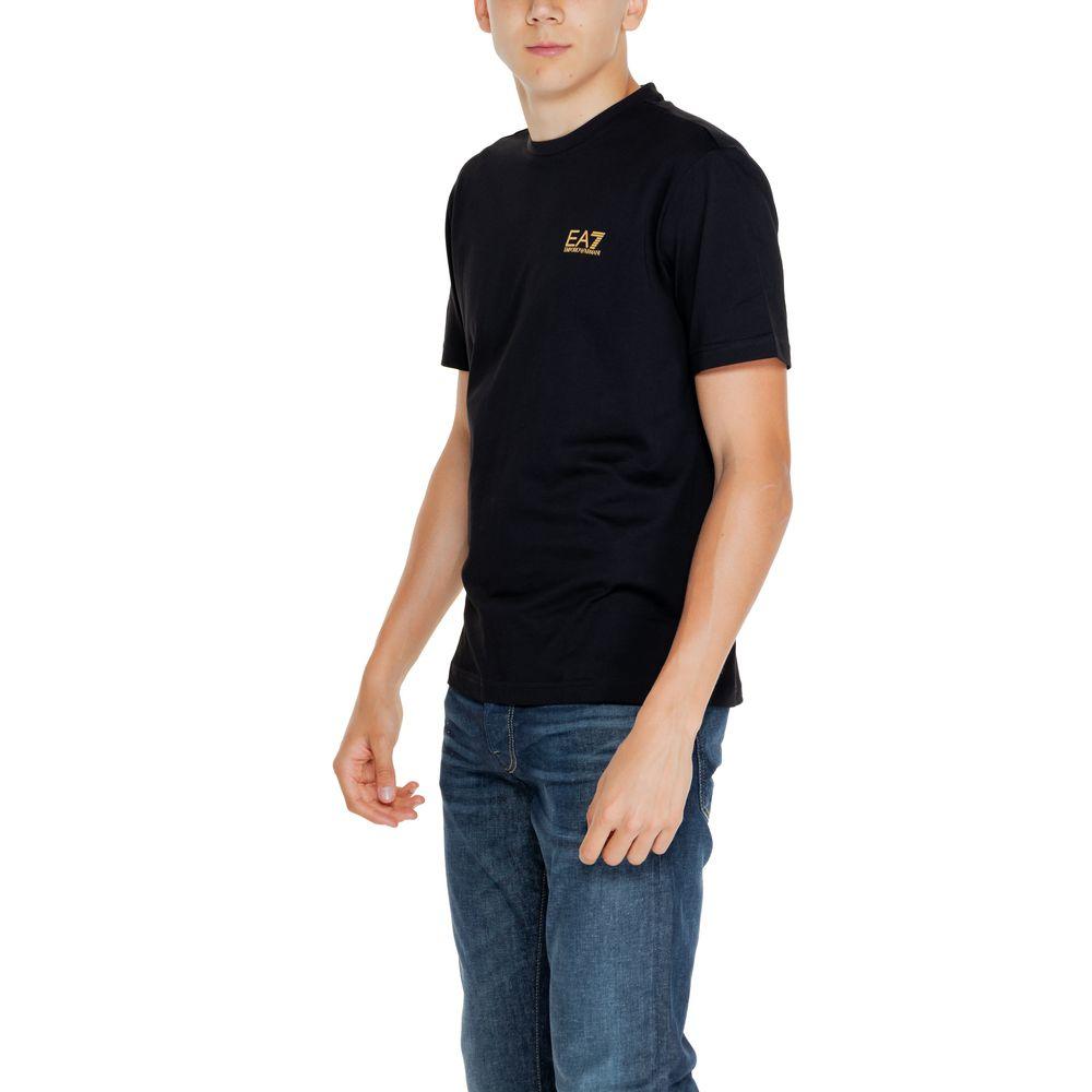 EA7 Emporio Armani Black Cotton T-Shirt - Arichezz.store