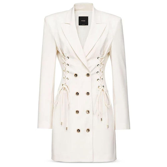 PINKO Double-Breasted White Polyester Blazer - Arichezz.store