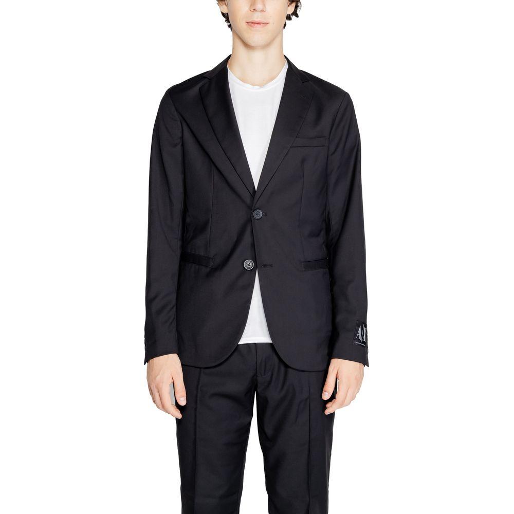 Armani Exchange Black Polyester Blazer - Arichezz.store