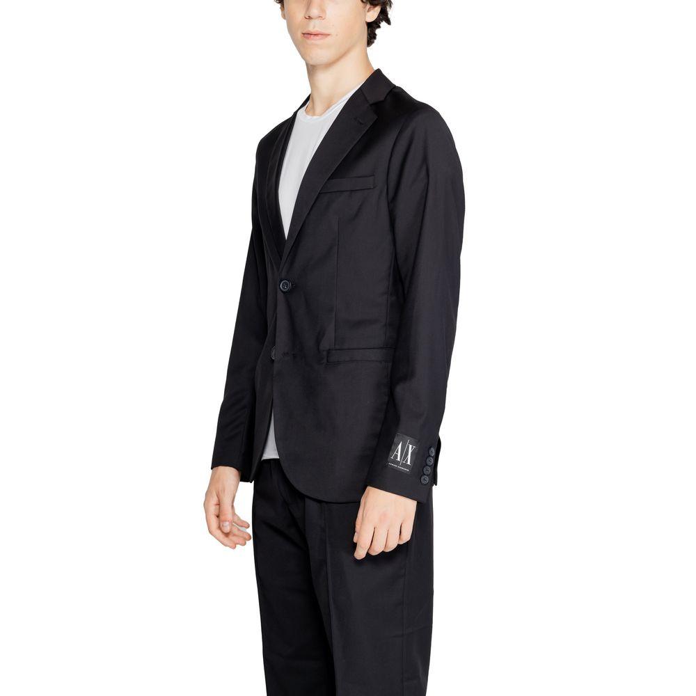 Armani Exchange Black Polyester Blazer - Arichezz.store