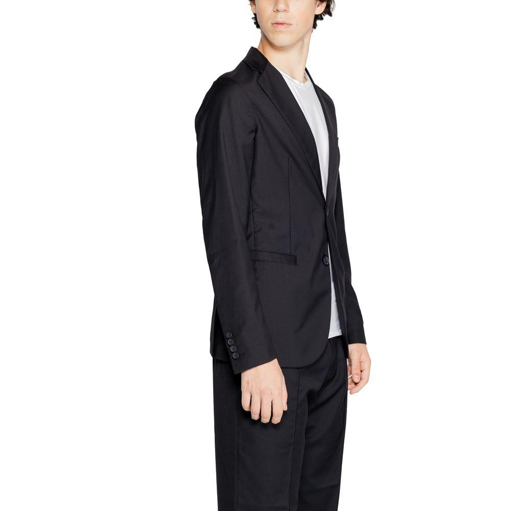 Armani Exchange Black Polyester Blazer - Arichezz.store