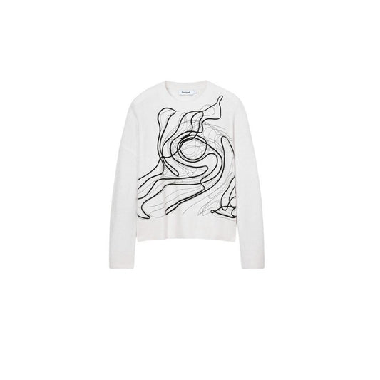 Desigual White Cotton Sweater - Arichezz.store