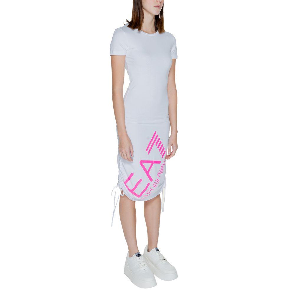 EA7 Emporio Armani White Cotton Dress - Arichezz.store