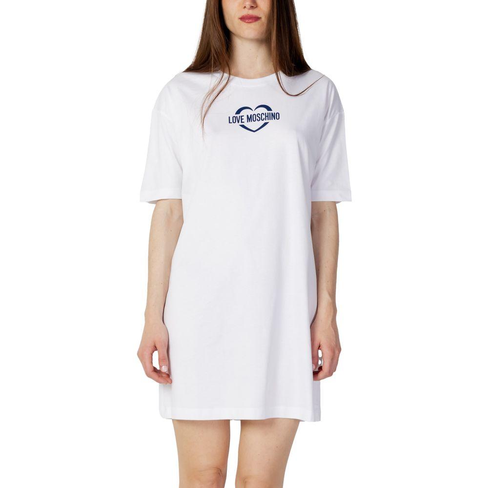 Love Moschino White Cotton Dress - Arichezz.store