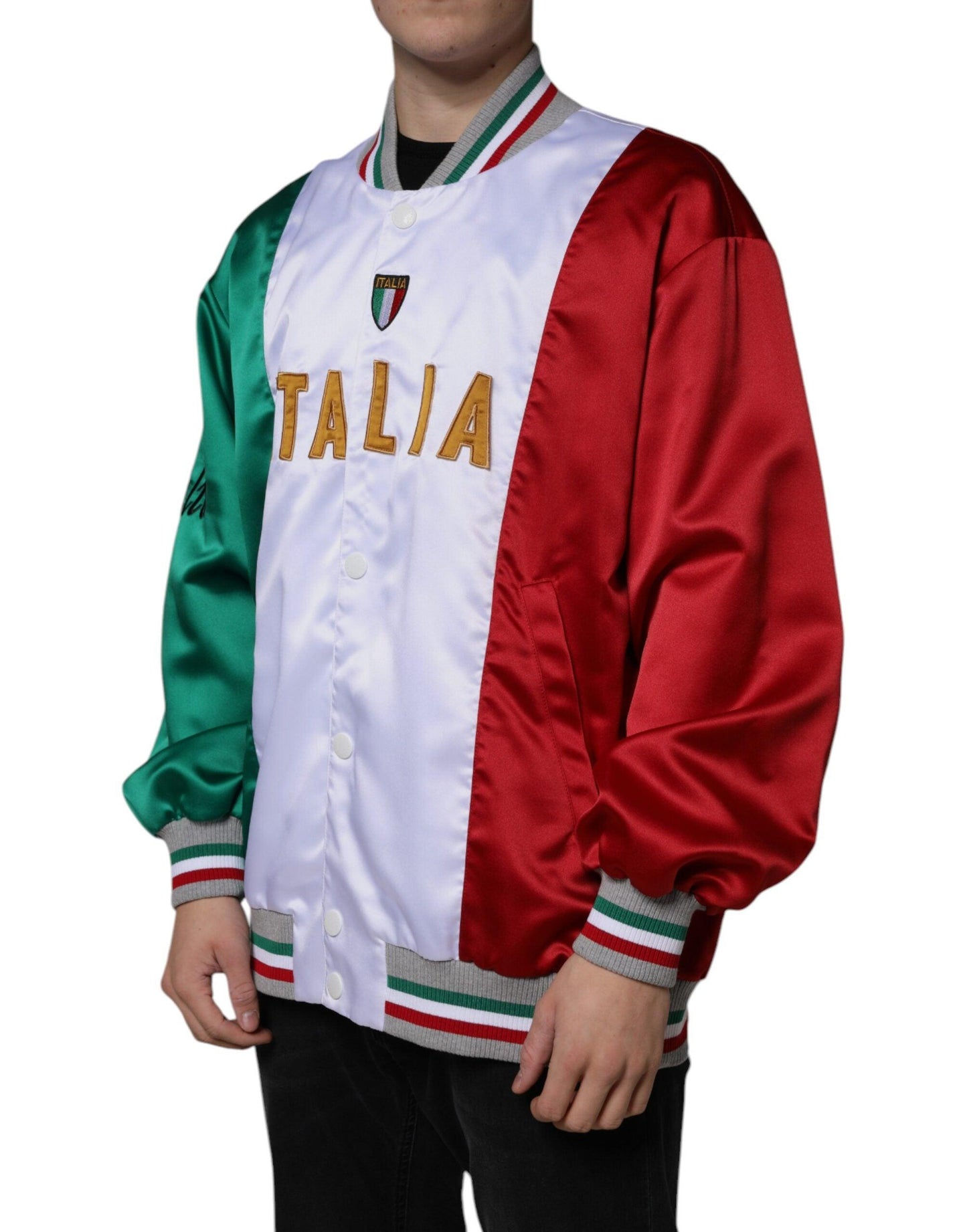 Dolce & Gabbana Multicolor Italia Button Down Bomber Jacket - Arichezz.store