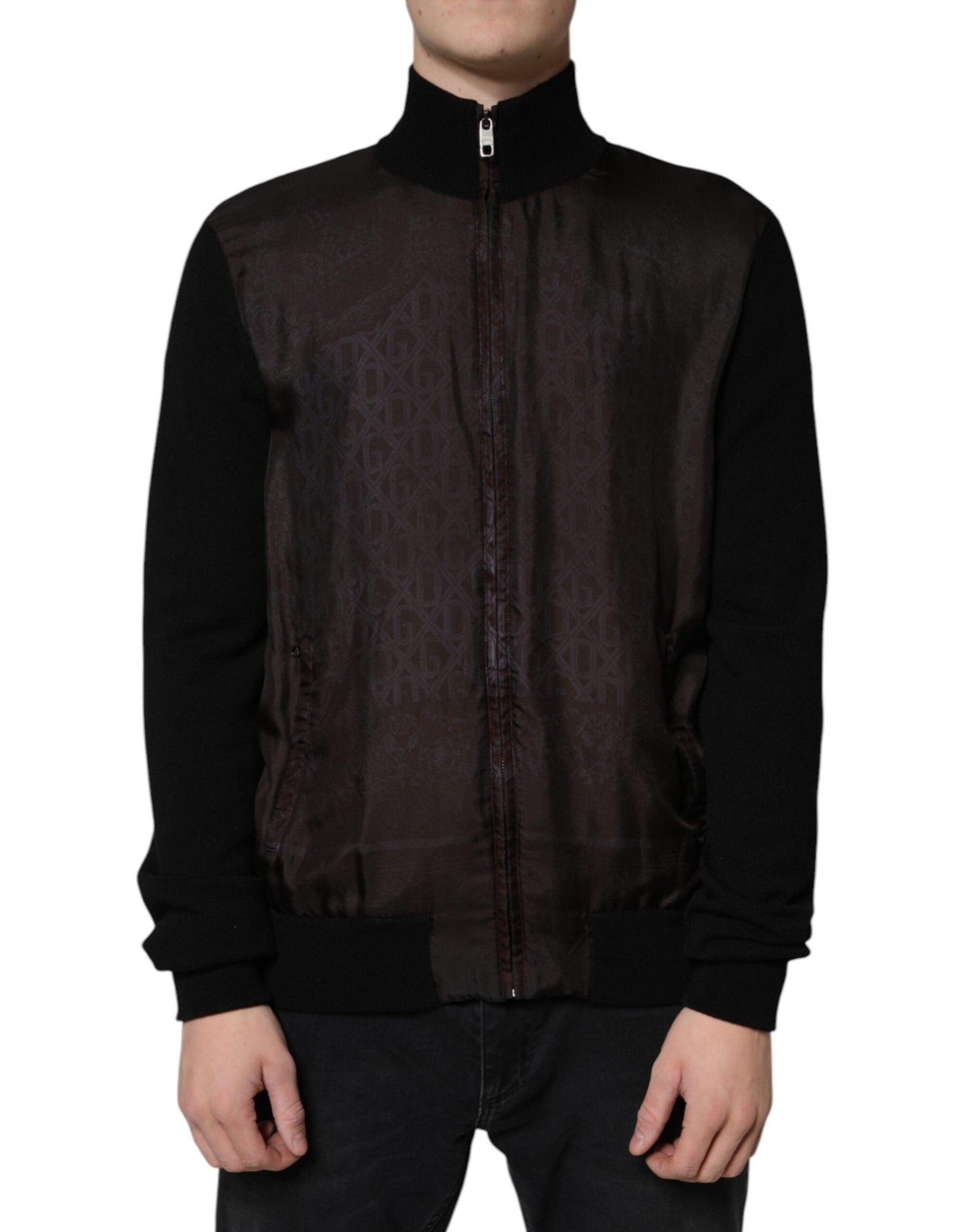 Dolce & Gabbana Black Logo Monogram Full Zip Bomber Jacket - Arichezz.store