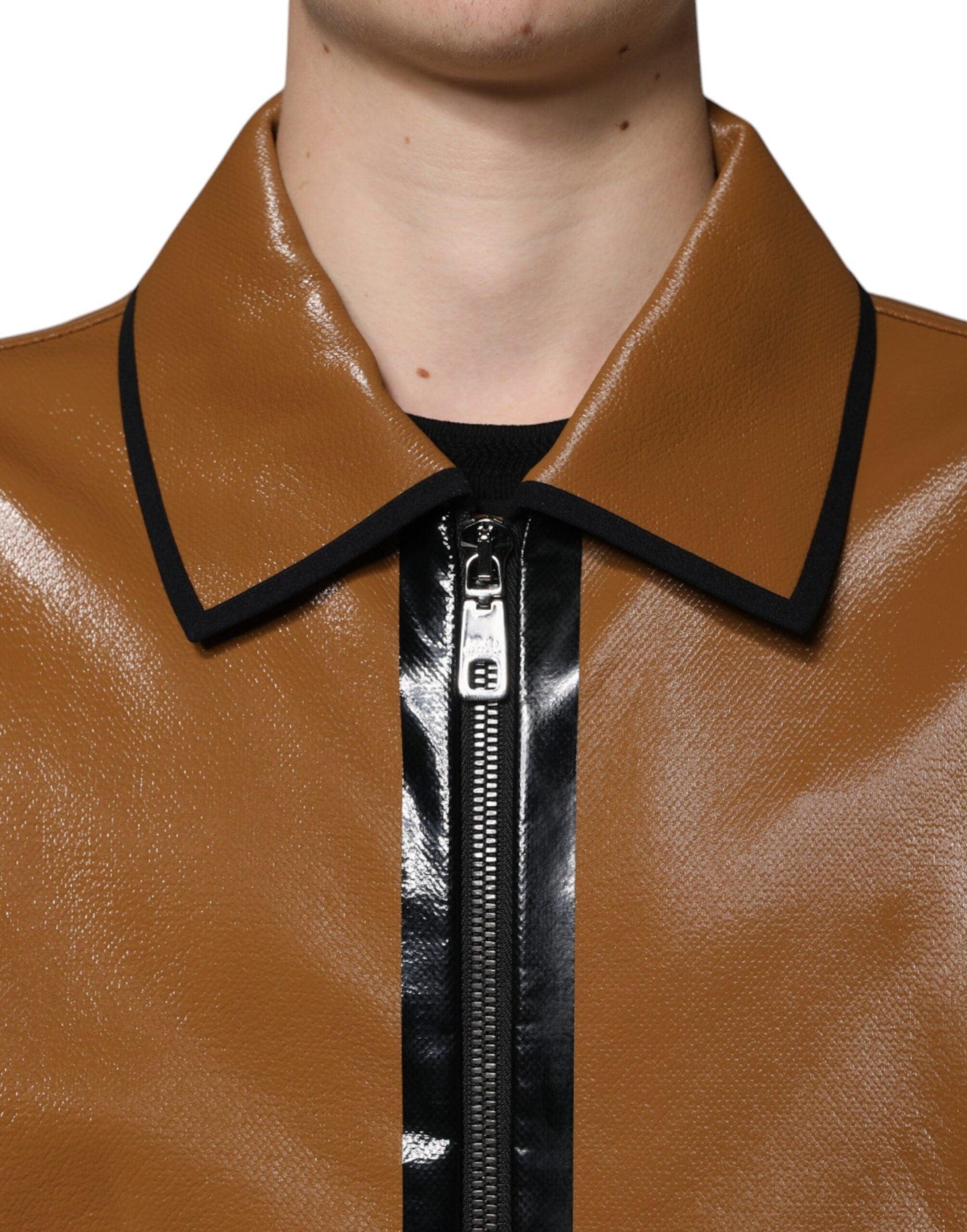 Dolce & Gabbana Brown Leather Full Zip Men Bomber Jacket - Arichezz.store