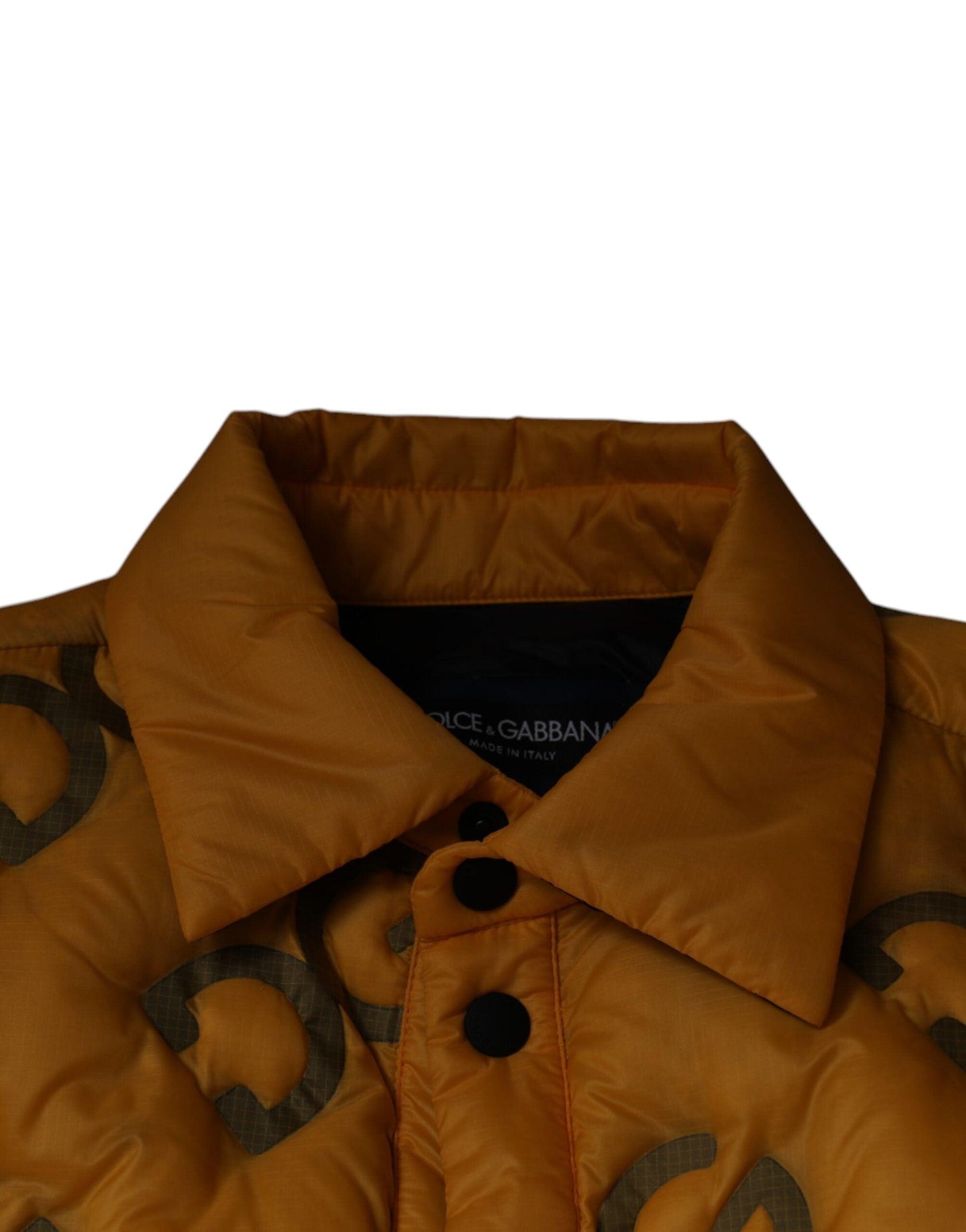 Dolce & Gabbana Yellow Logo Padded Buttoned Blouson Jacket - Arichezz.store