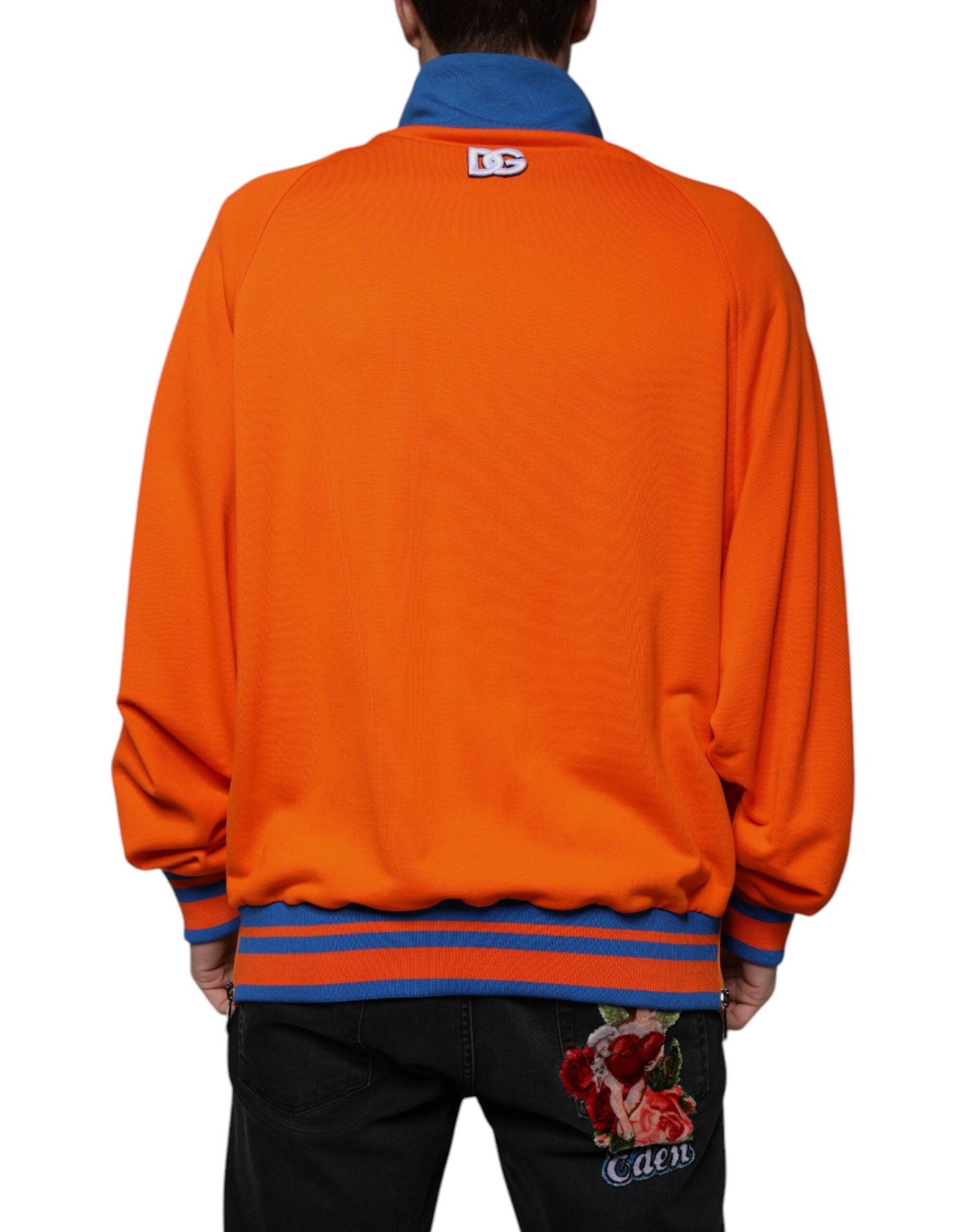 Dolce & Gabbana Orange Blue Full Zip Jersey Bomber Jacket - Arichezz.store