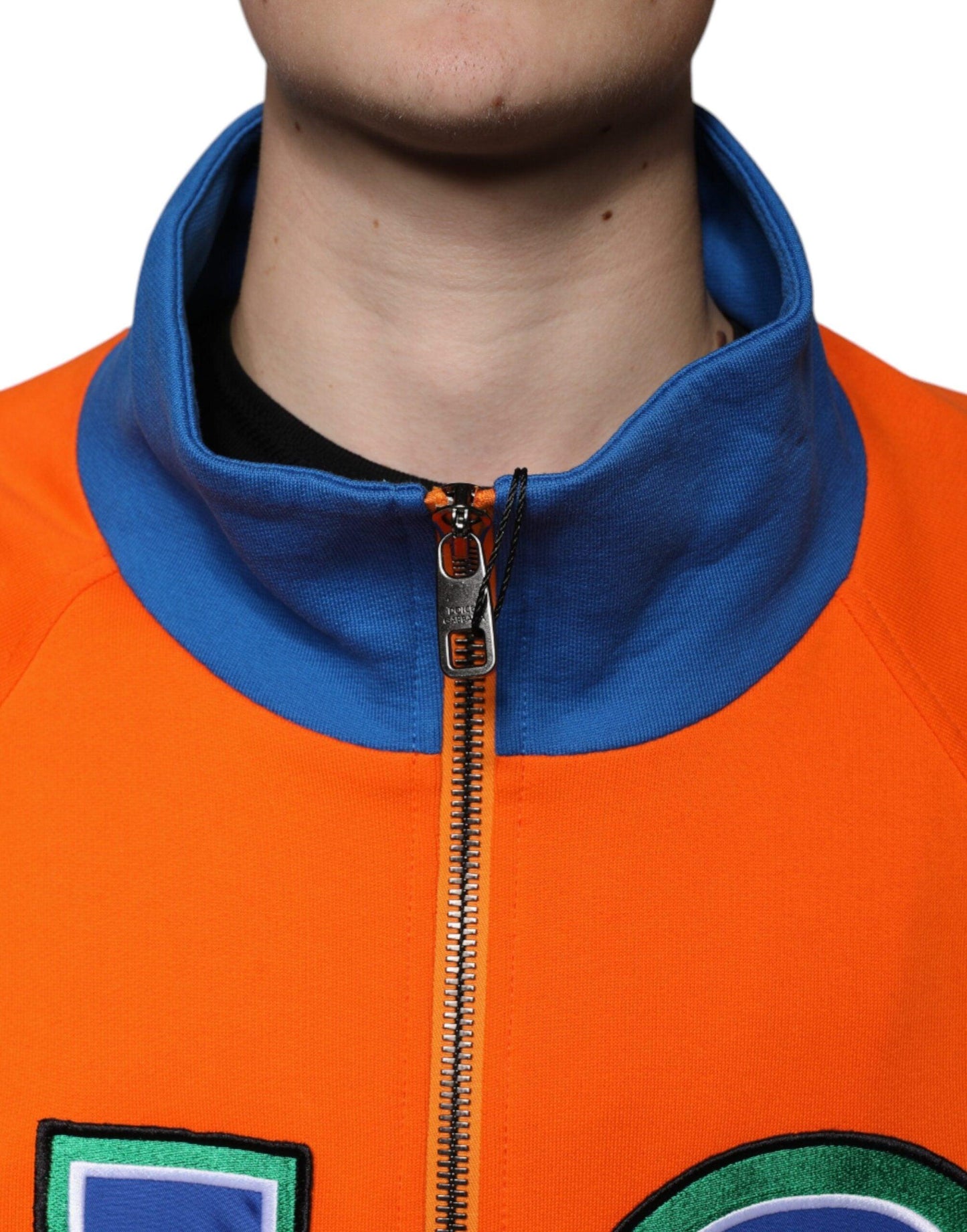 Dolce & Gabbana Orange Blue Full Zip Jersey Bomber Jacket - Arichezz.store