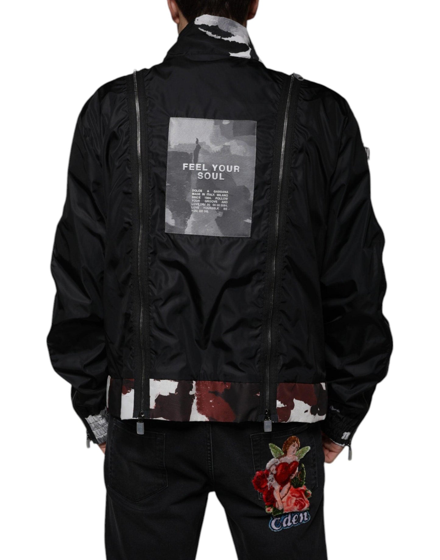 Dolce & Gabbana Black Nylon Full Zip Men Bomber Jacket - Arichezz.store