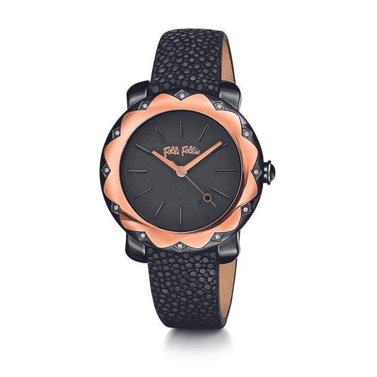 Folli Follie Black Leather Watch - Arichezz.store