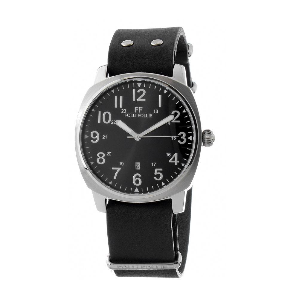 Folli Follie Black Leather Watch - Arichezz.store