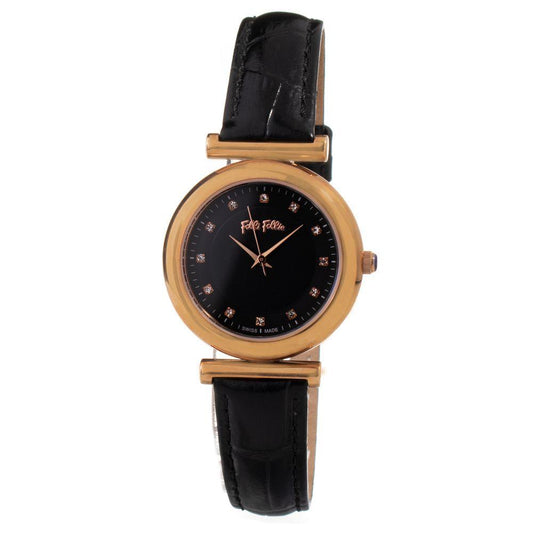 Folli Follie Black Leather Watch - Arichezz.store