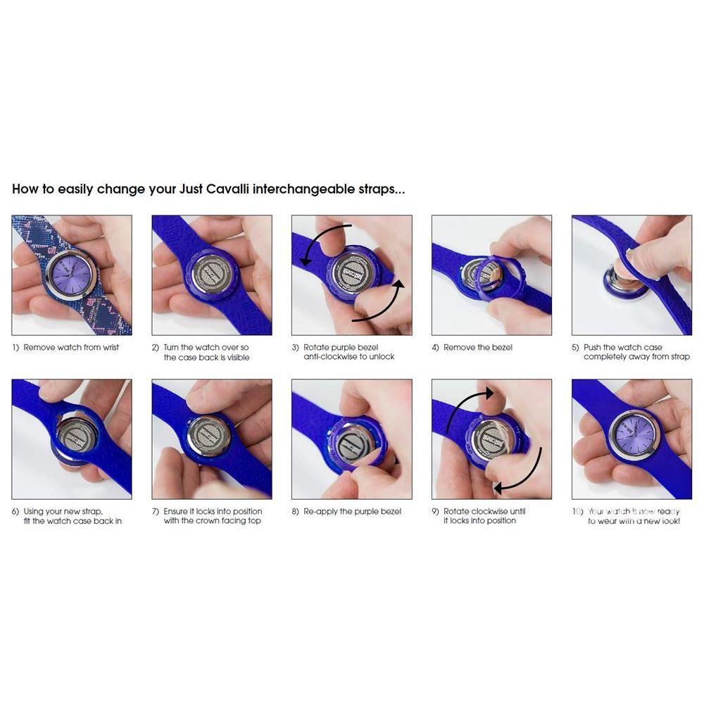 Just Cavalli Purple Silicone Watch - Arichezz.store