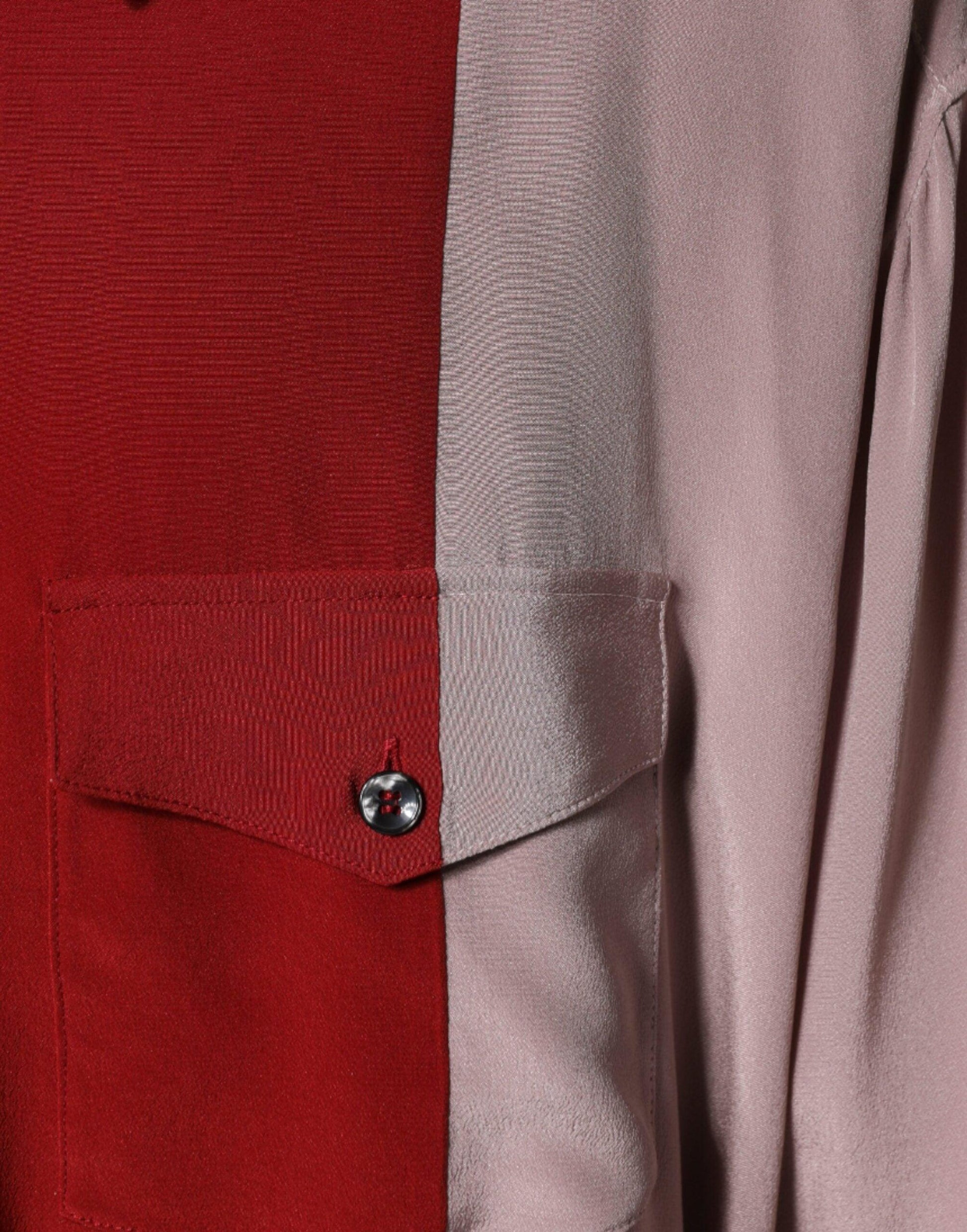 Dolce & Gabbana Red Pink Silk Collared Button Down Shirt - Arichezz.store