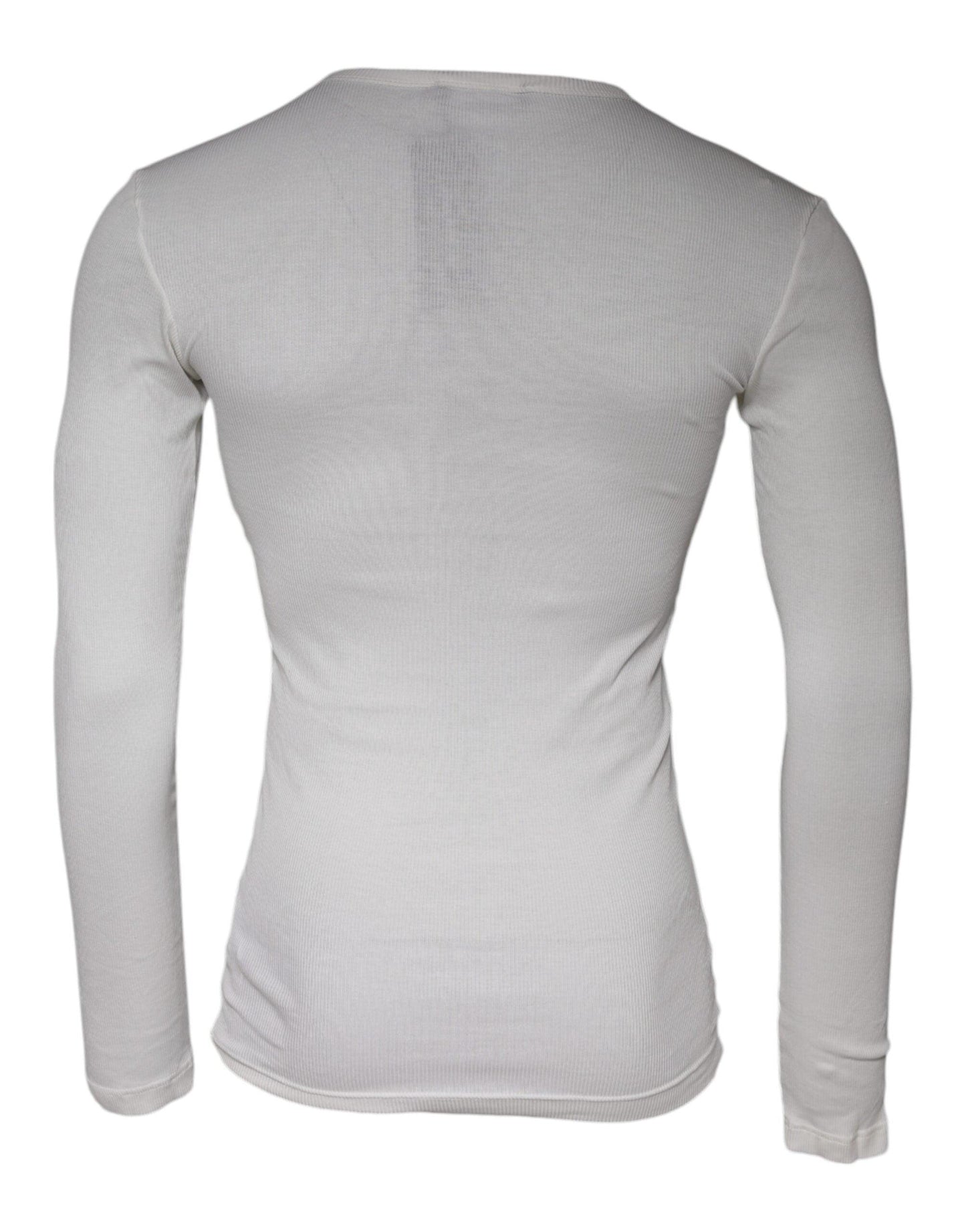 Dolce & Gabbana White Cotton Buttoned Long Sleeves T-shirt - Arichezz.store