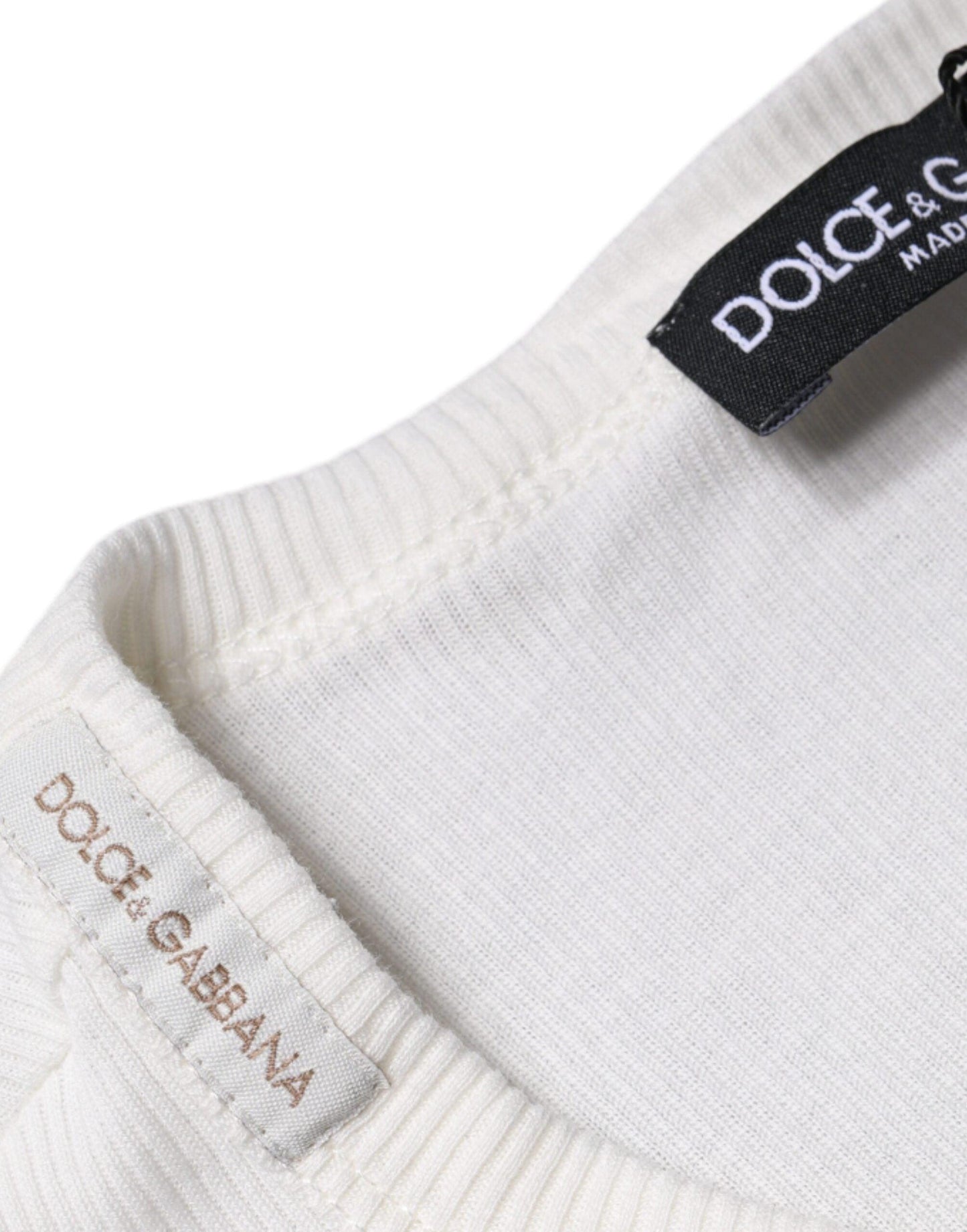 Dolce & Gabbana White Cotton Buttoned Long Sleeves T-shirt - Arichezz.store