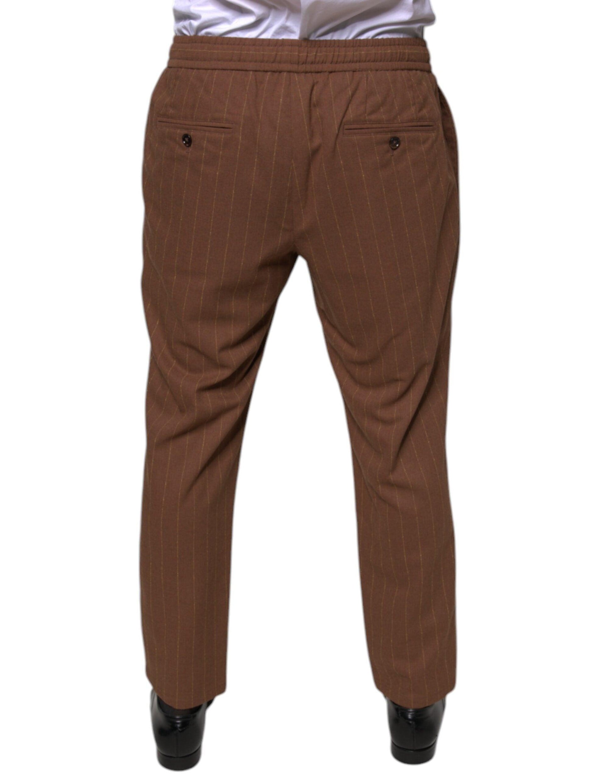 Dolce & Gabbana Brown Stripes Skinny Men Dress Pants - Arichezz.store