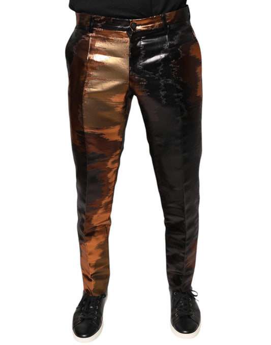 Dolce & Gabbana Multicolor Jacquard Skinny Men Pants - Arichezz.store