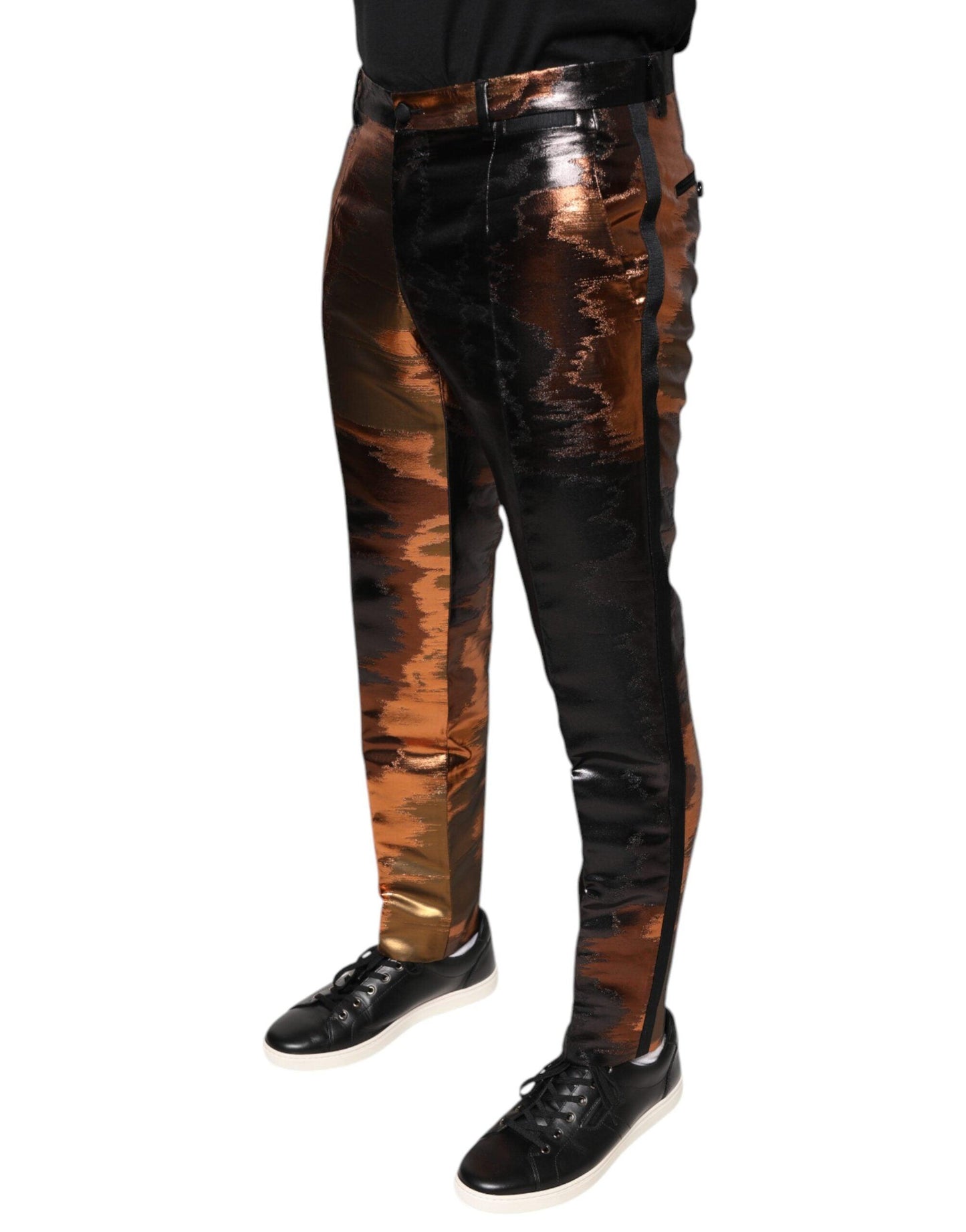 Dolce & Gabbana Multicolor Jacquard Skinny Men Pants - Arichezz.store