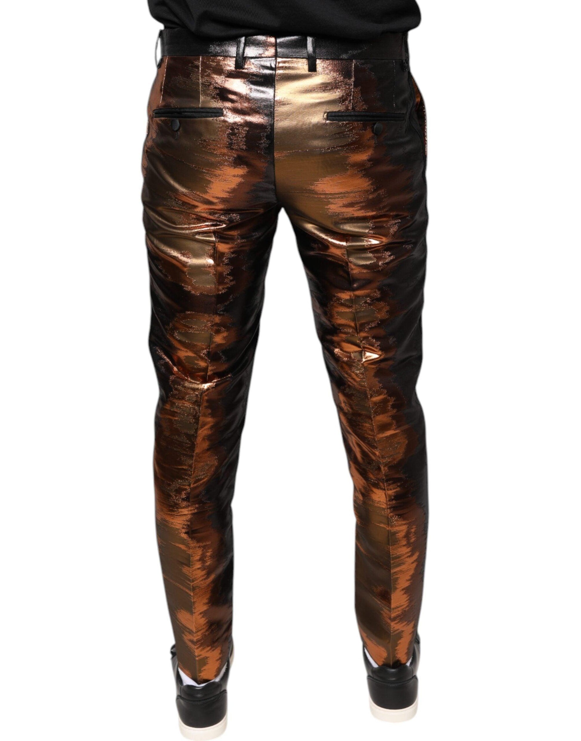 Dolce & Gabbana Multicolor Jacquard Skinny Men Pants - Arichezz.store